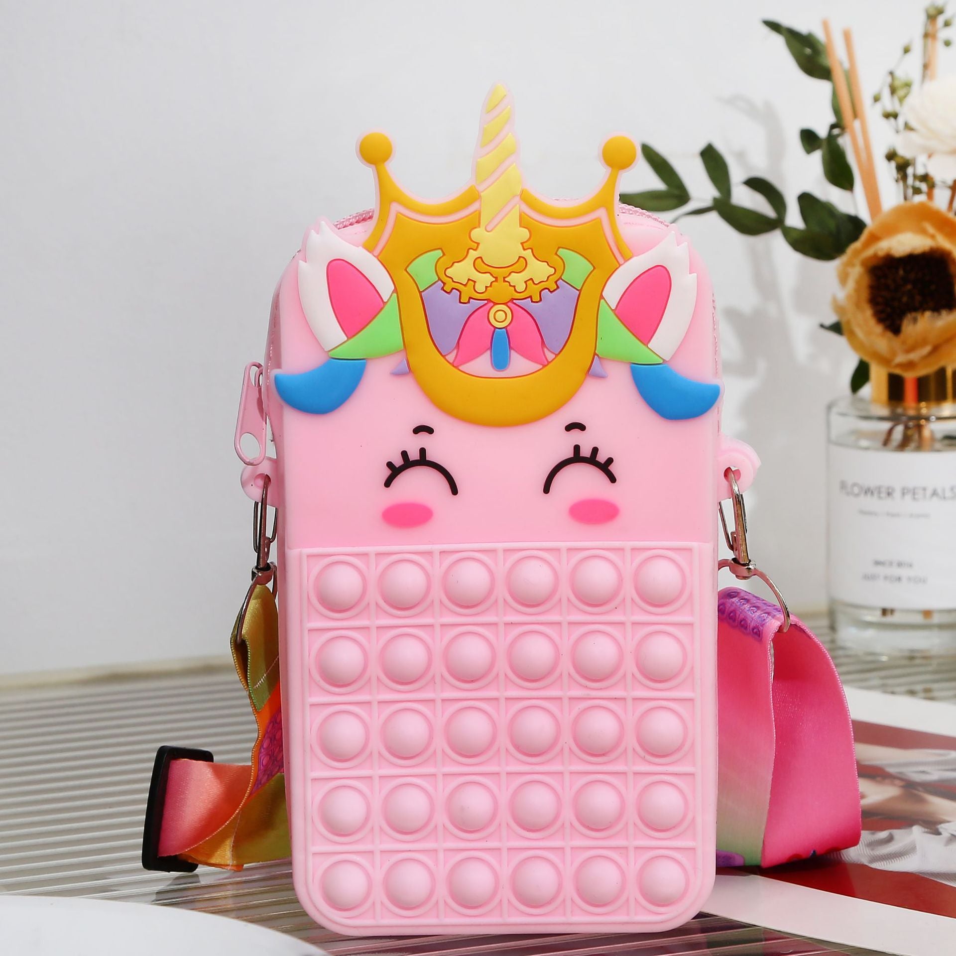 Niños al por mayor Bolsa de hombro de silicona de unicornio grande